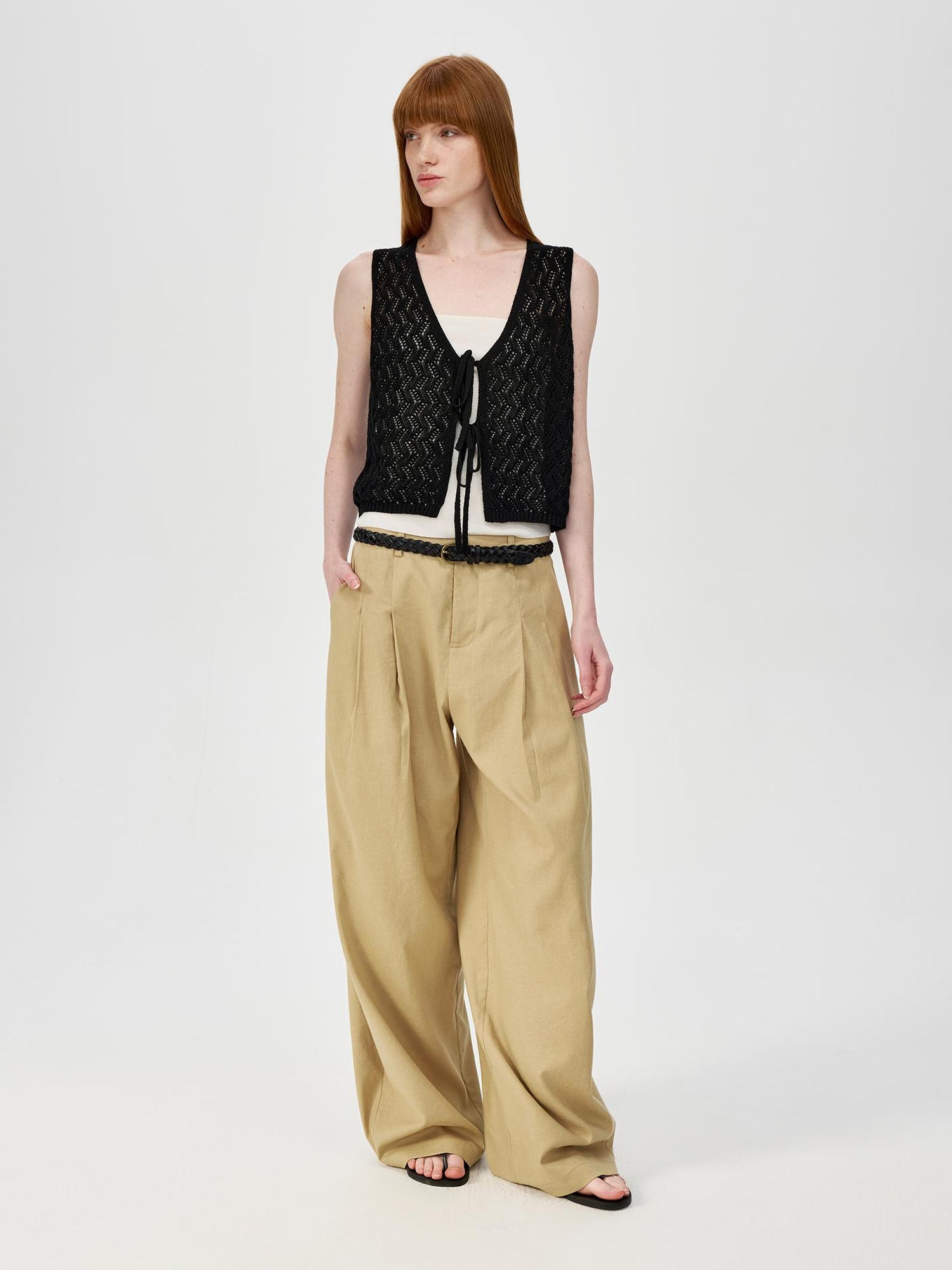 Northbutsouth Ramie Lace Knit Layering Vacation Vest