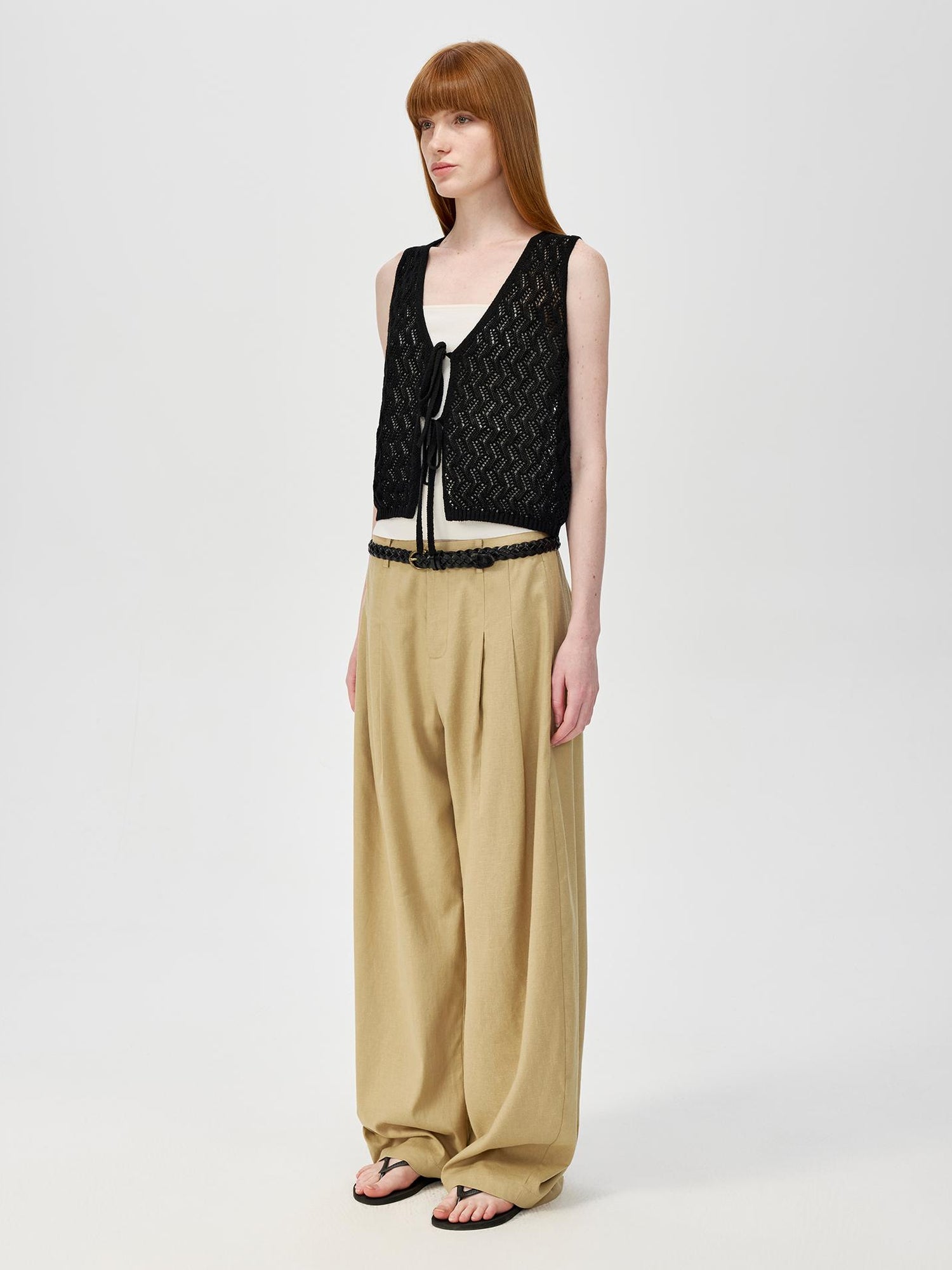Northbutsouth Ramie Lace Knit Layering Vacation Vest