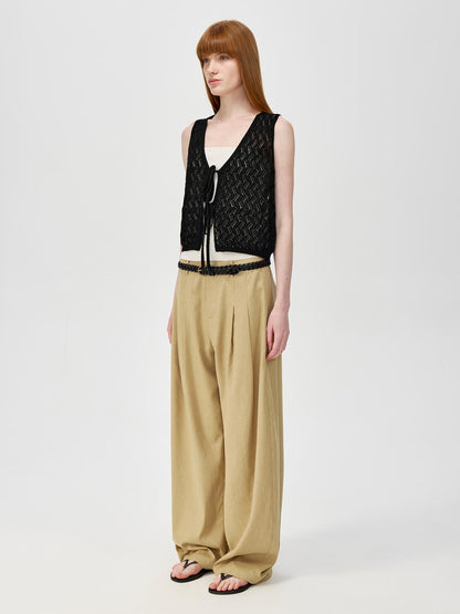 Northbutsouth Ramie Lace Knit Layering Vacation Vest