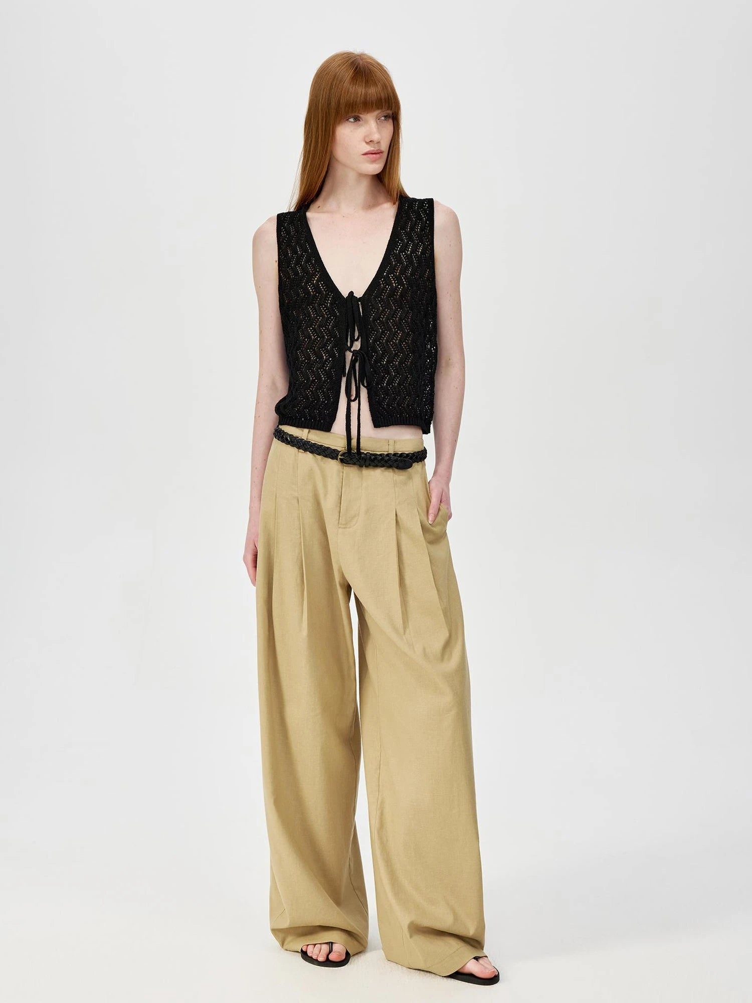 Ramie Lace Knit Layering Vacation Vest