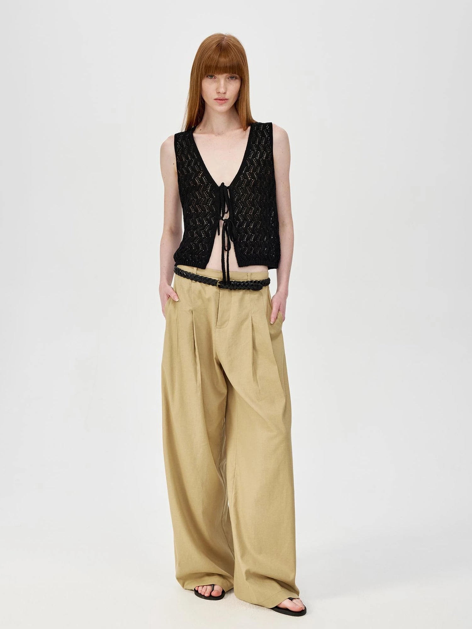 Ramie Lace Knit Layering Vacation Vest