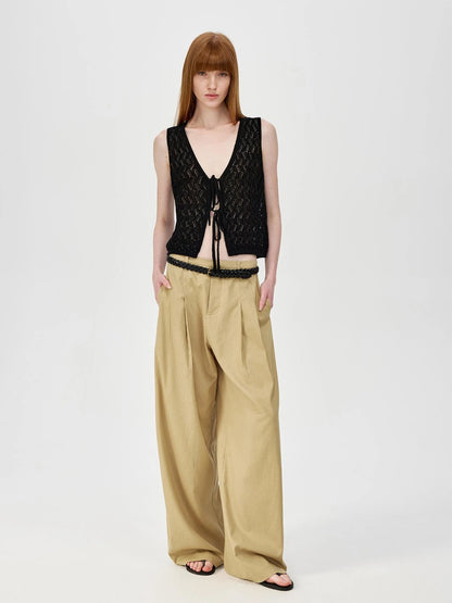 Ramie Lace Knit Layering Vacation Vest