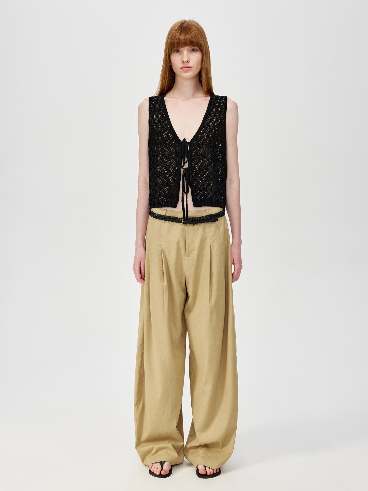 Northbutsouth Ramie Lace Knit Layering Vacation Vest