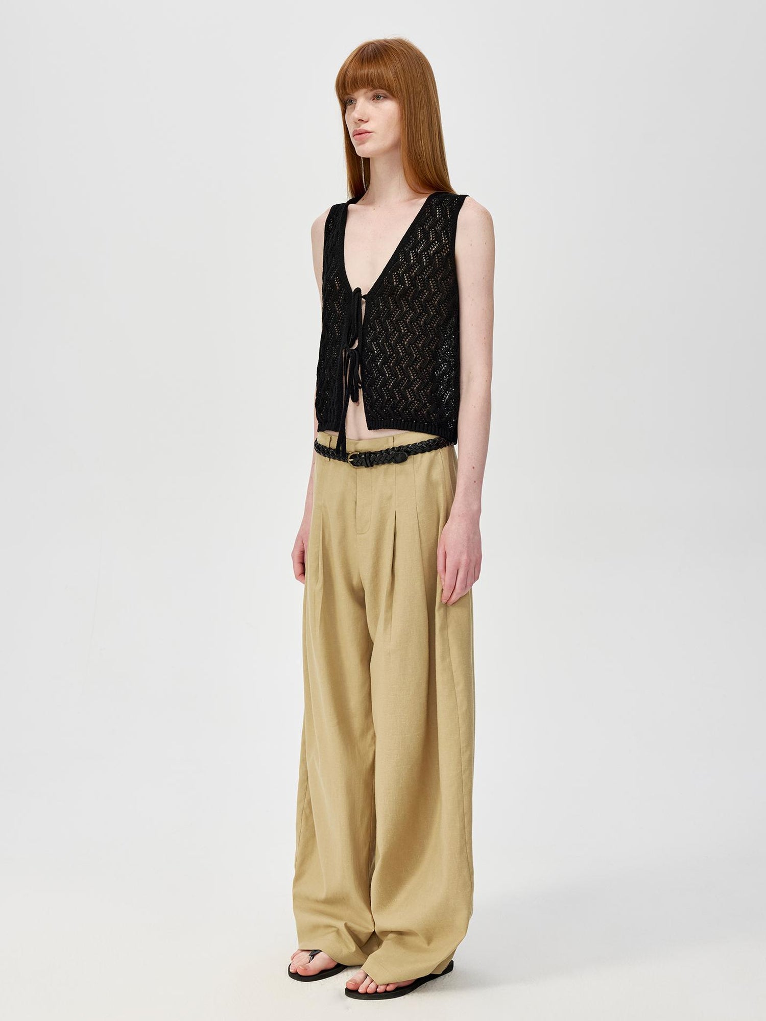 Northbutsouth Ramie Lace Knit Layering Vacation Vest