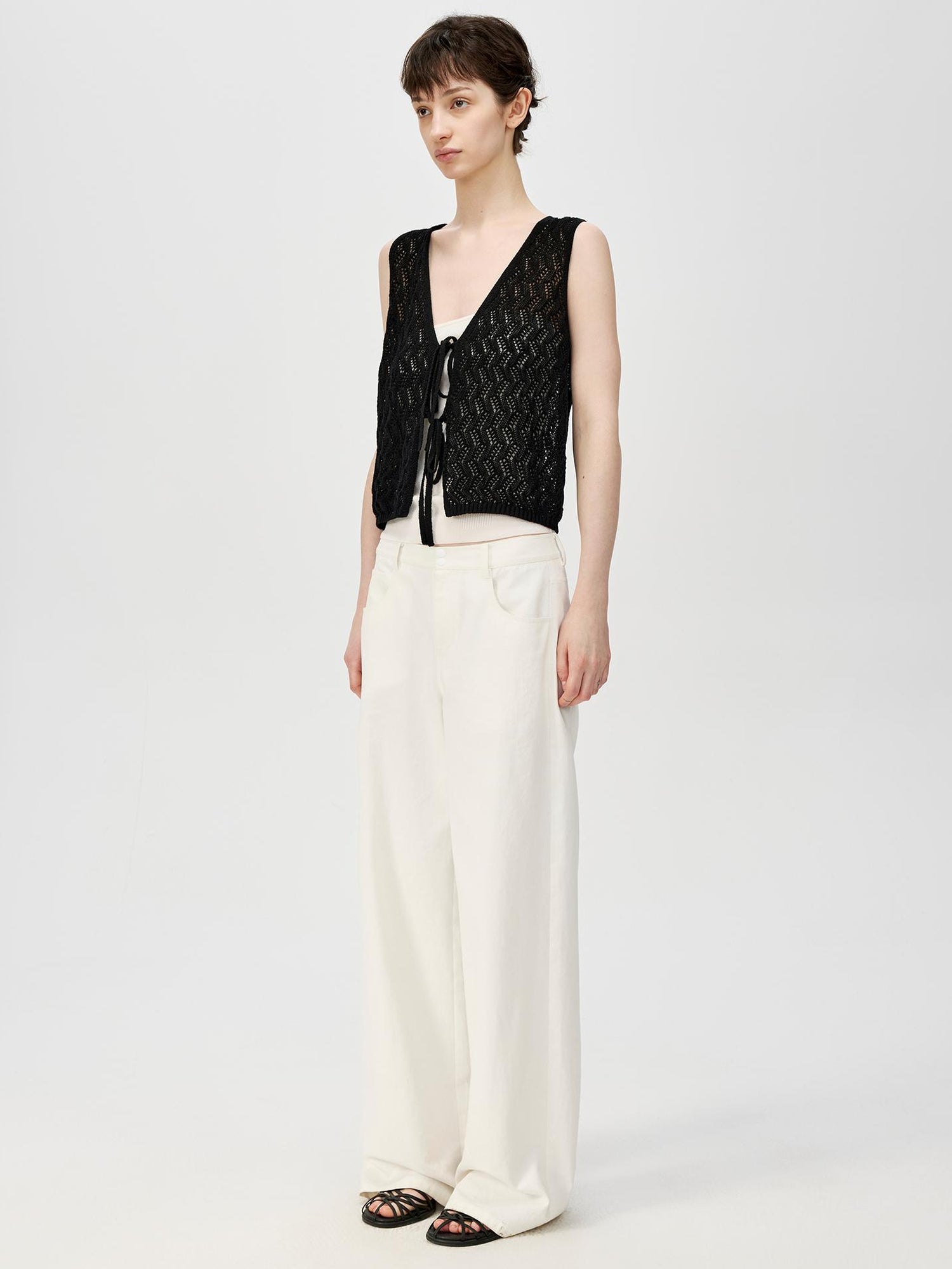 Northbutsouth Ramie Lace Knit Layering Vacation Vest