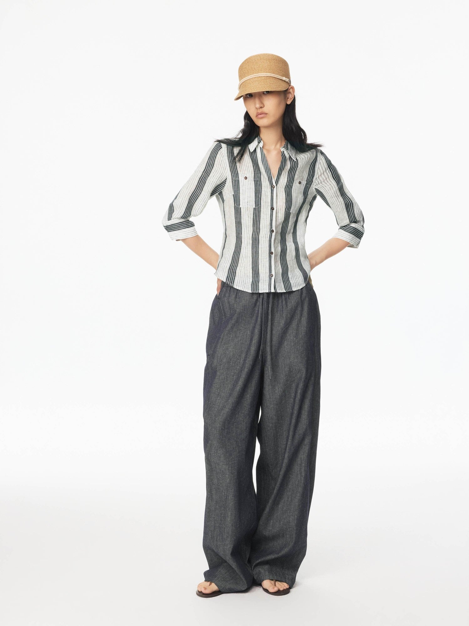 Northbutsouth Raw Denim Texture Relaxed Casual Women&