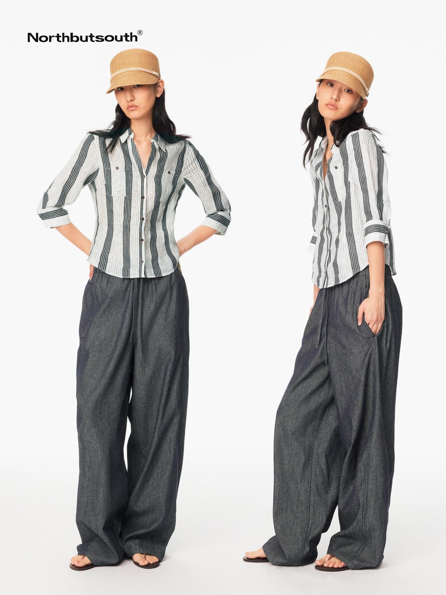 Northbutsouth Raw Denim Texture Relaxed Casual Women&