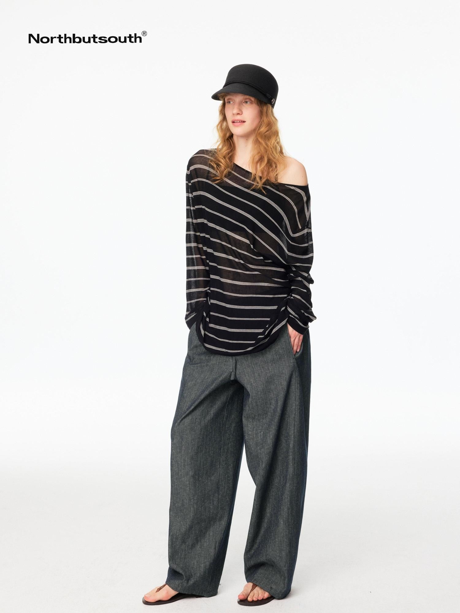 Northbutsouth Raw Denim Texture Relaxed Casual Women&