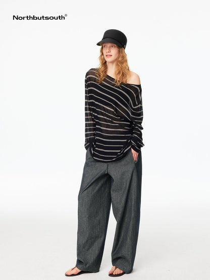 Northbutsouth Raw Denim Texture Relaxed Casual Women&