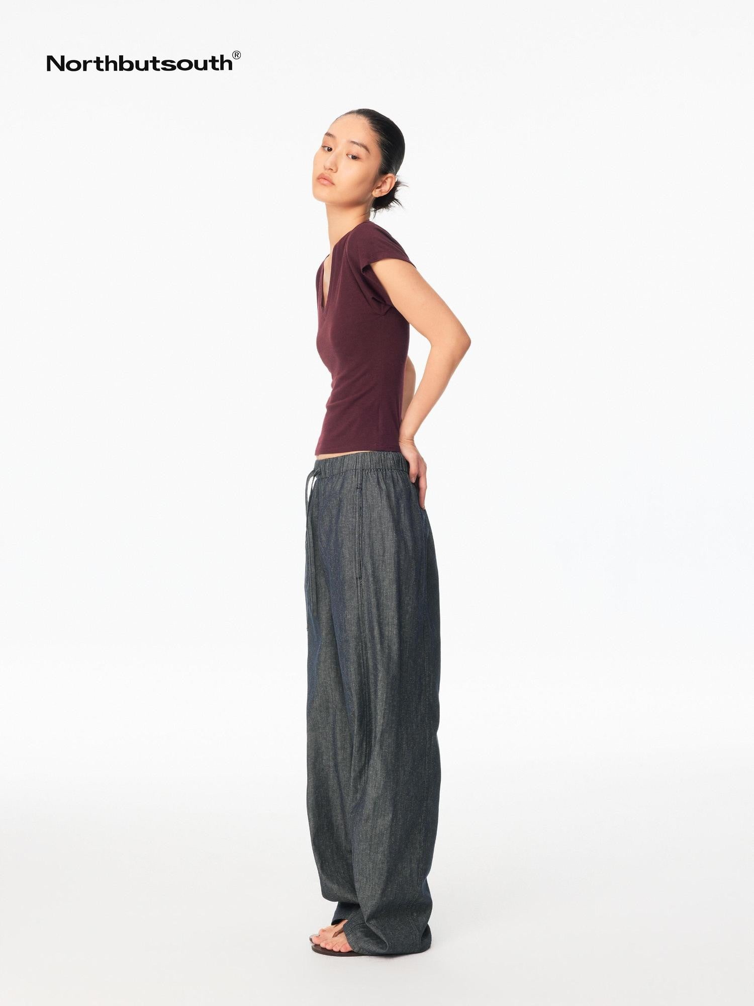 Northbutsouth Raw Denim Texture Relaxed Casual Women&
