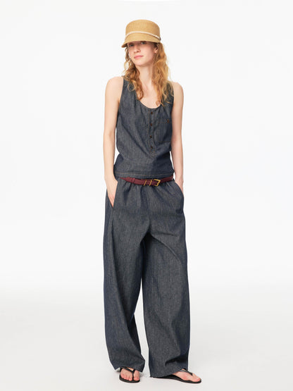 Northbutsouth Raw Denim Texture Relaxed Casual Women&