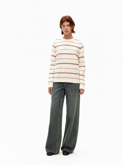 Northbutsouth Red Cream Fair Isle Jacquard Striped Women&