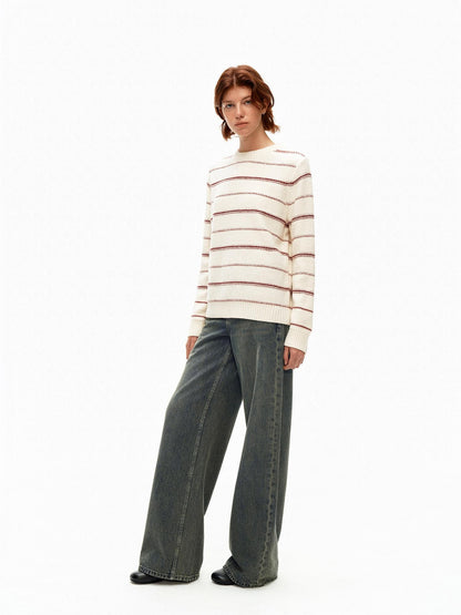 Northbutsouth Red Cream Fair Isle Jacquard Striped Women&
