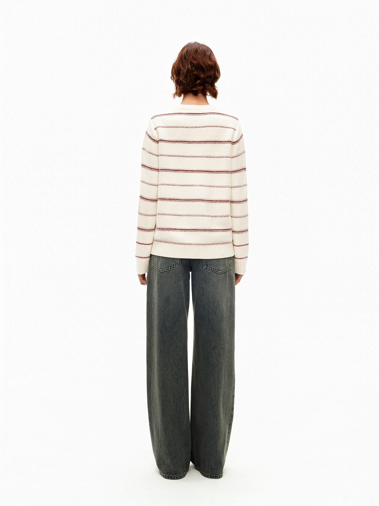 Northbutsouth Red Cream Fair Isle Jacquard Striped Women&