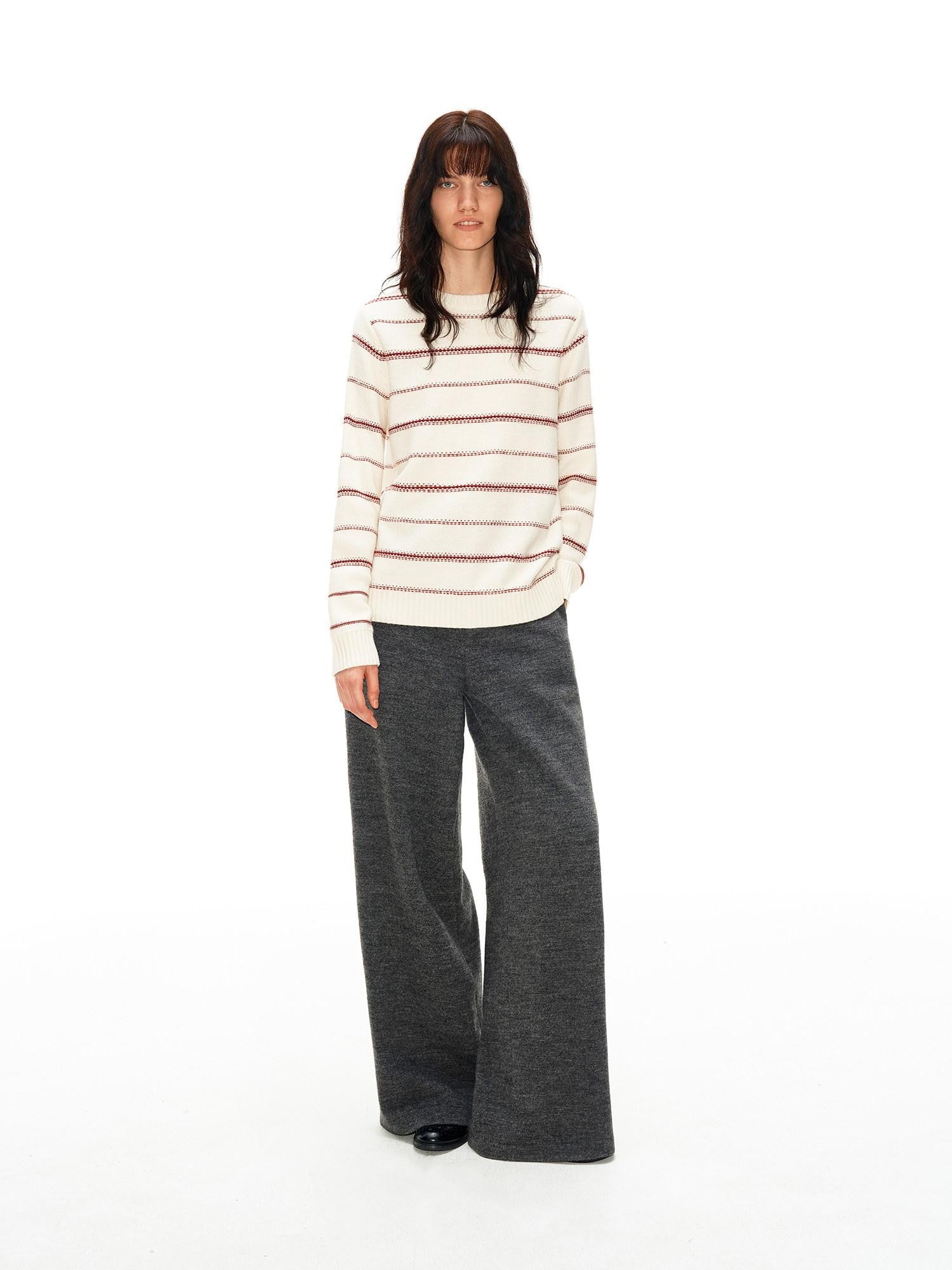 Northbutsouth Red Cream Fair Isle Jacquard Striped Women&