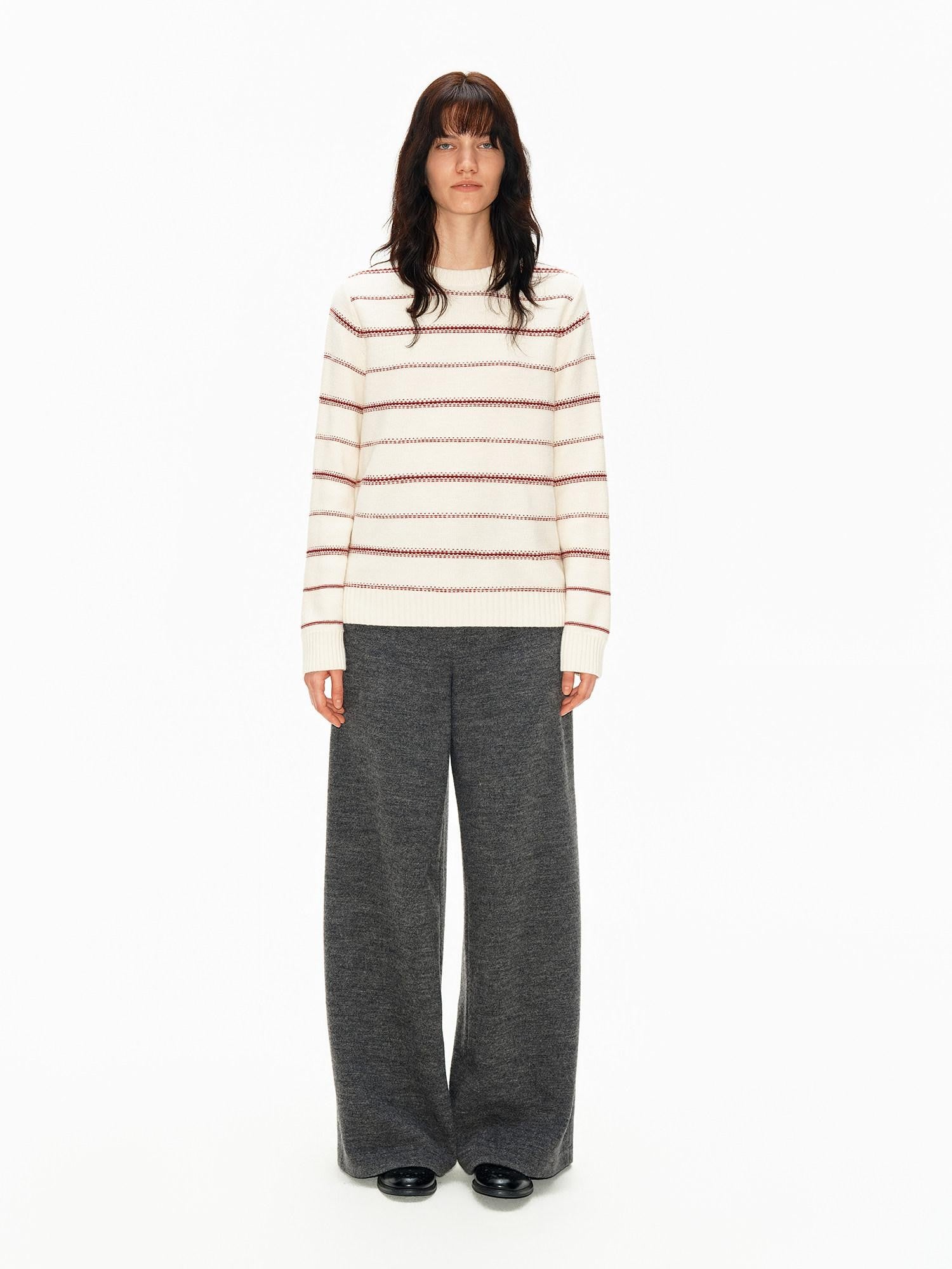 Northbutsouth Red Cream Fair Isle Jacquard Striped Women&
