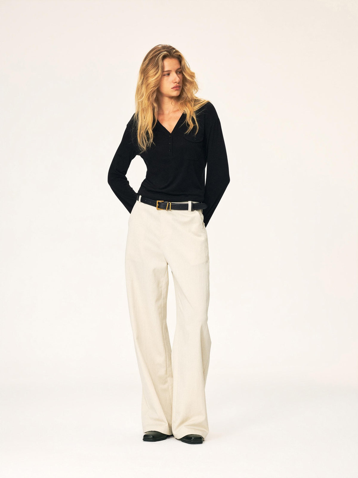 Northbutsouth Relaxed Fit Curved Leg Tencel Cotton Women&