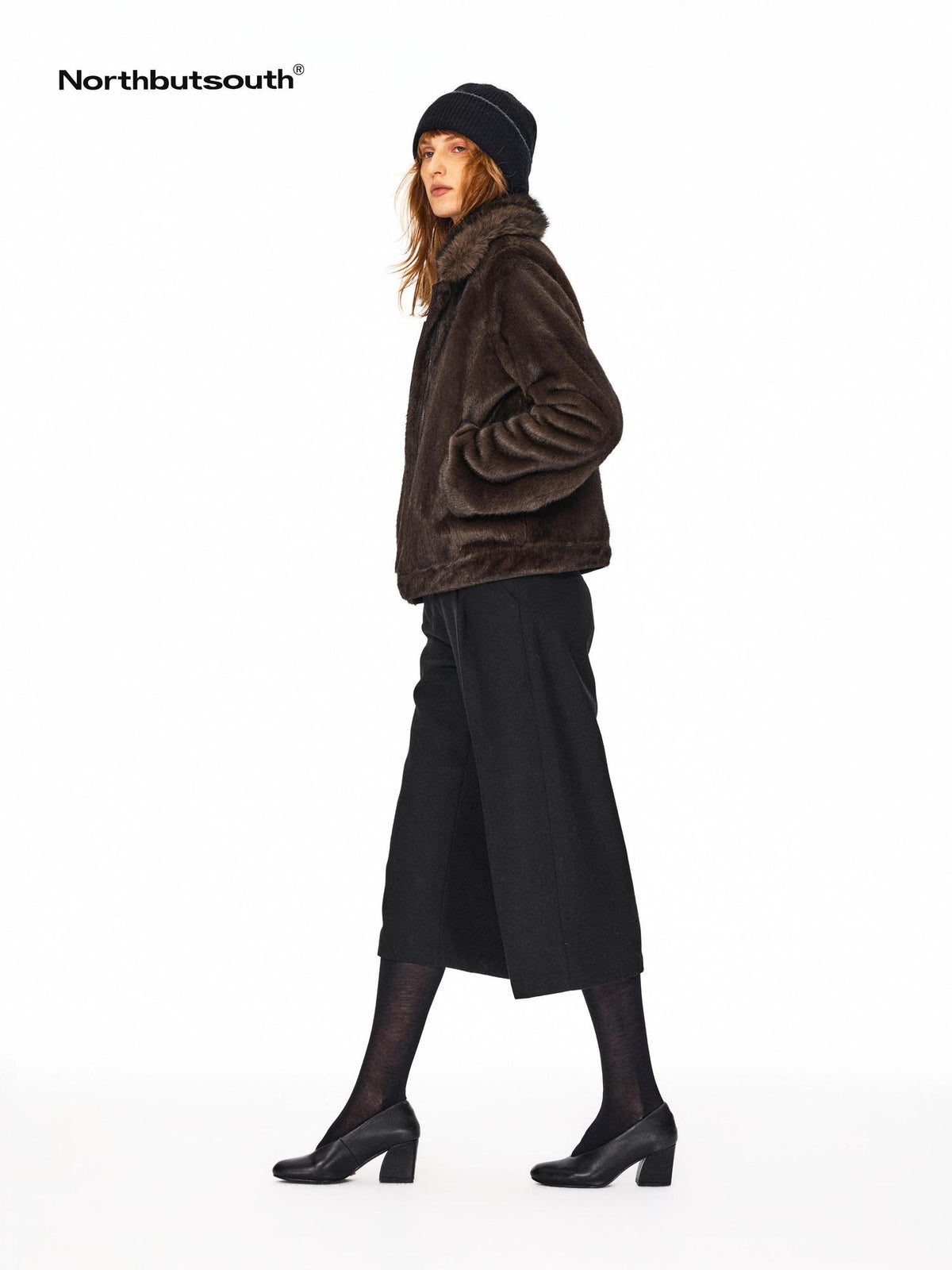 Northbutsouth Reversible Faux Fur Long Hair Lapel Women&