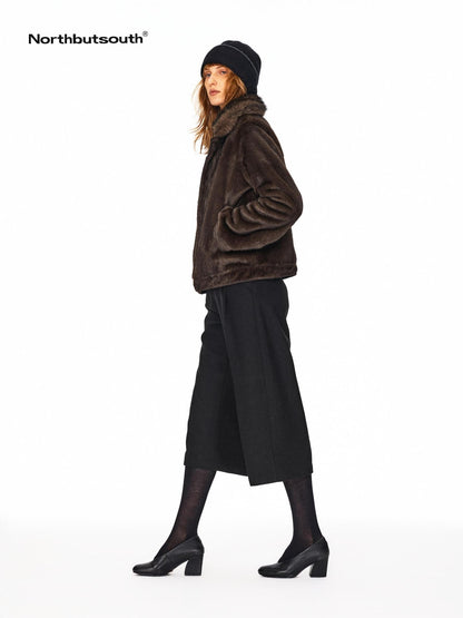Northbutsouth Reversible Faux Fur Long Hair Lapel Women&