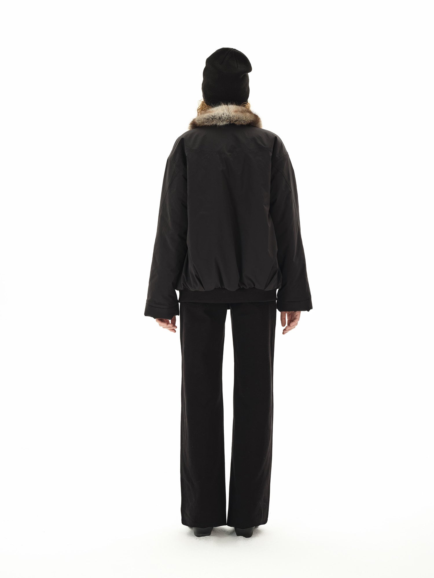 Northbutsouth Reversible Shearling Fur Coat V-neck T-shirt Long Sleeve
