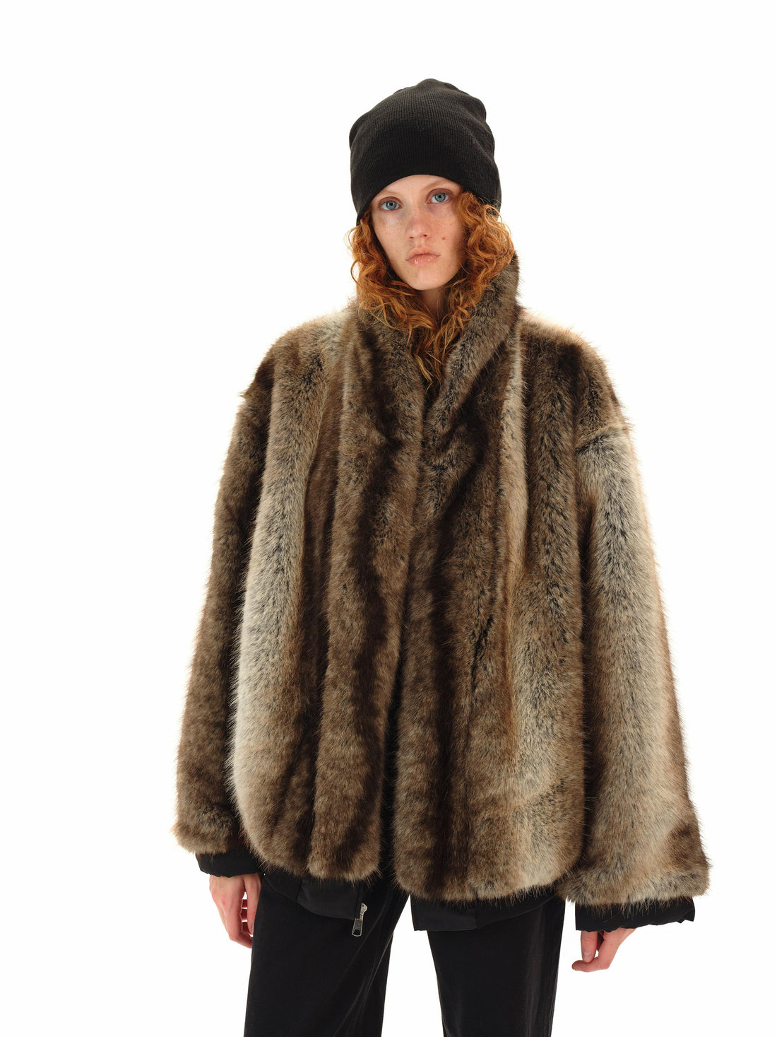 Northbutsouth Reversible Shearling Fur Coat V-neck T-shirt Long Sleeve