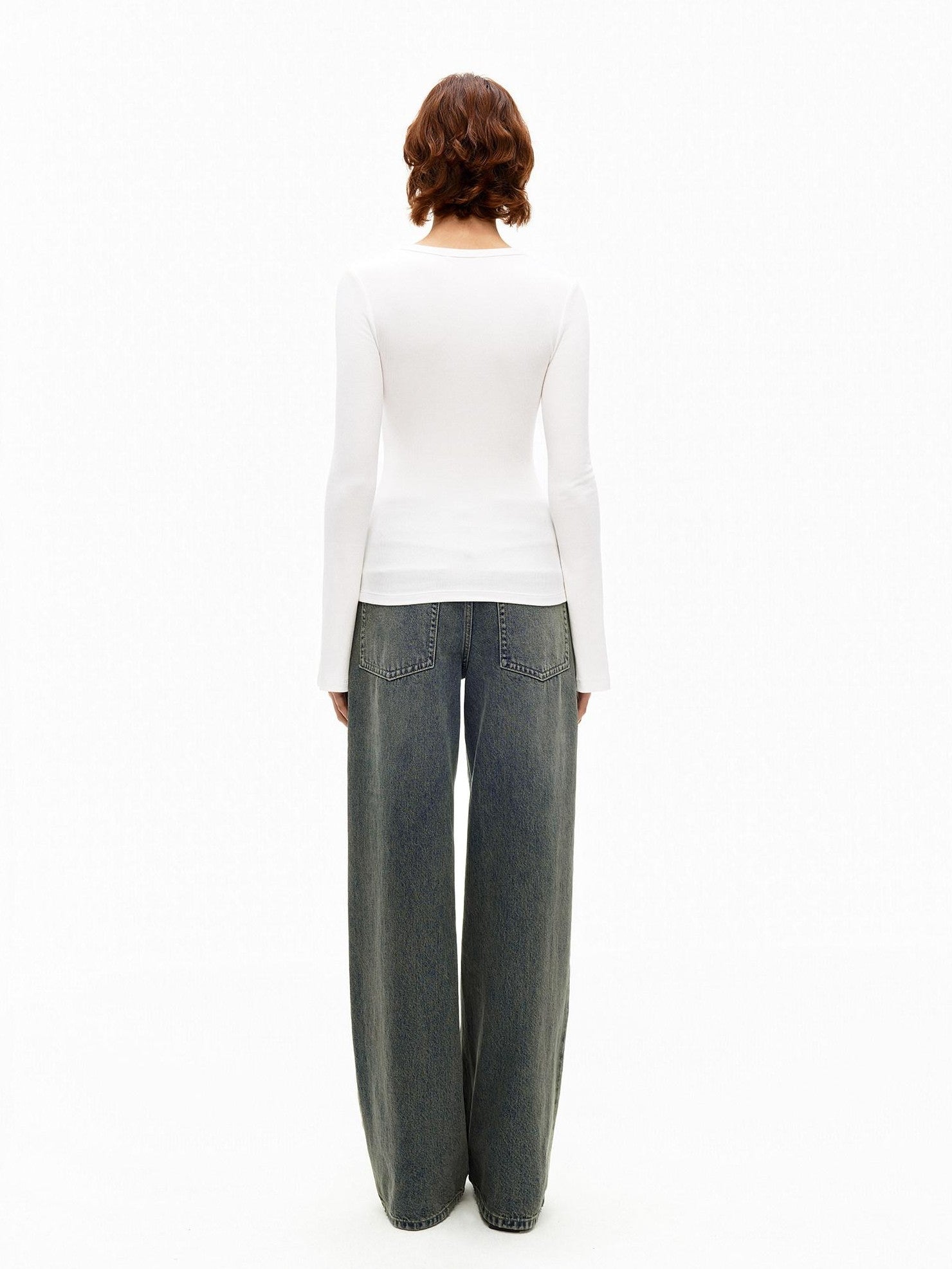 Northbutsouth Ribbed Bell Sleeve Slim Fit Women&
