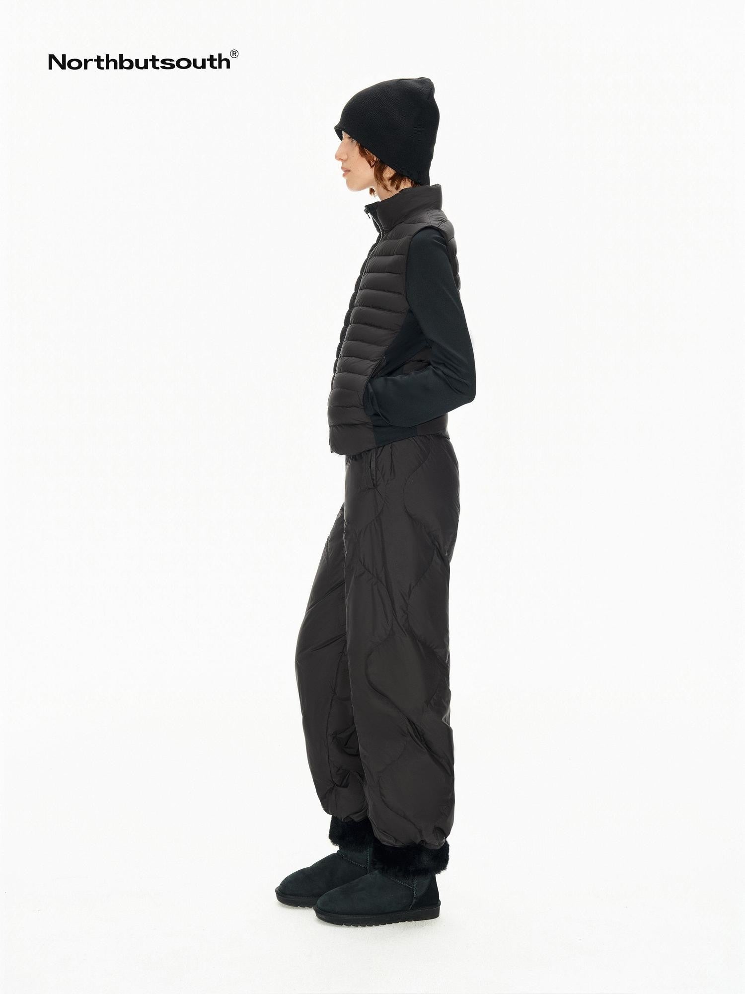Northbutsouth Ribbed Layered Slim Fit Stand Collar Women&