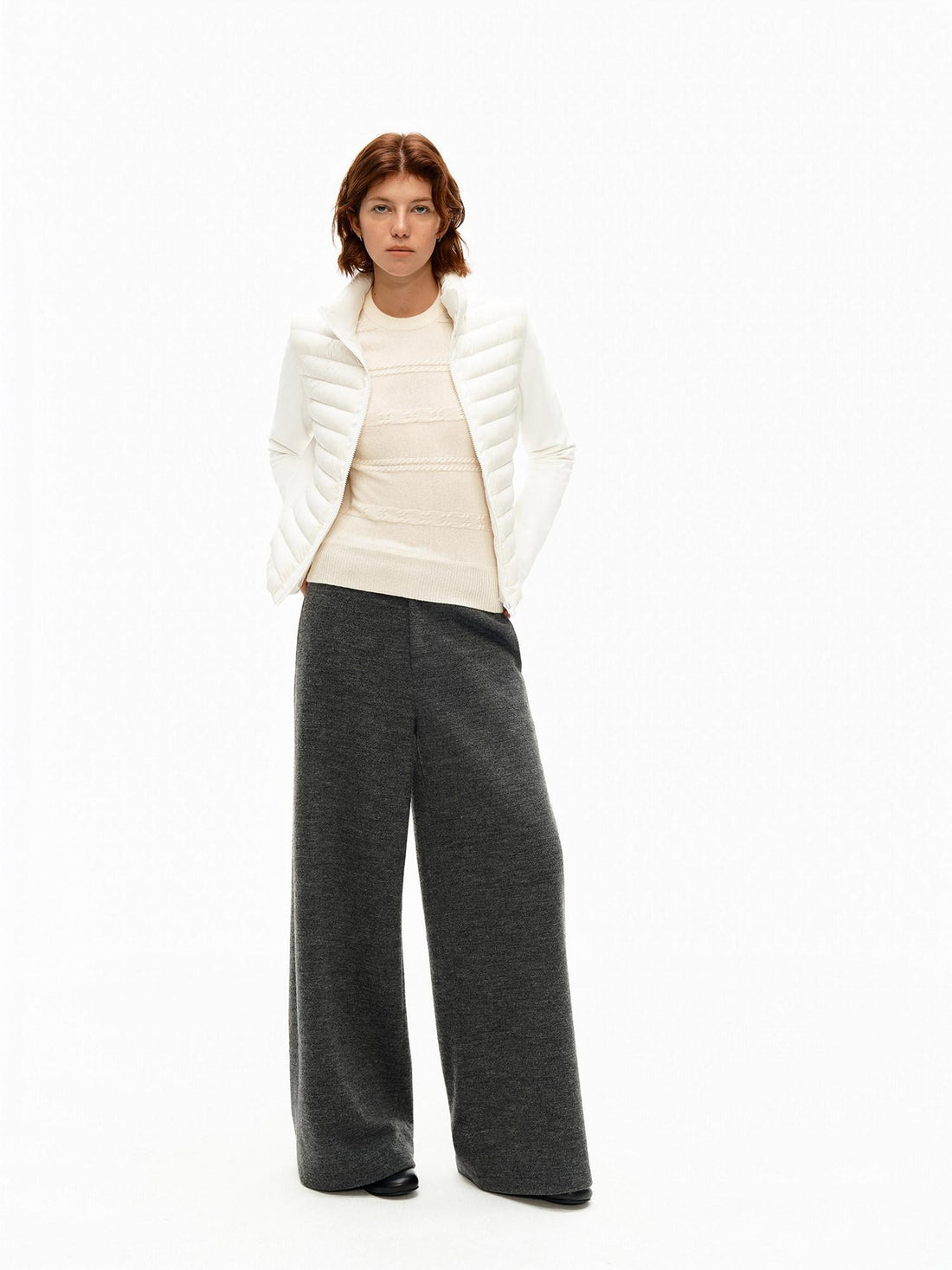 Northbutsouth Ribbed Layered Slim Fit Stand Collar Women&