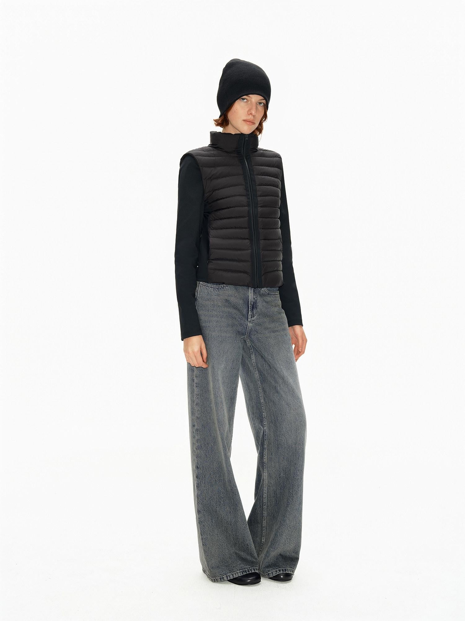 Northbutsouth Ribbed Layered Slim Fit Stand Collar Women&