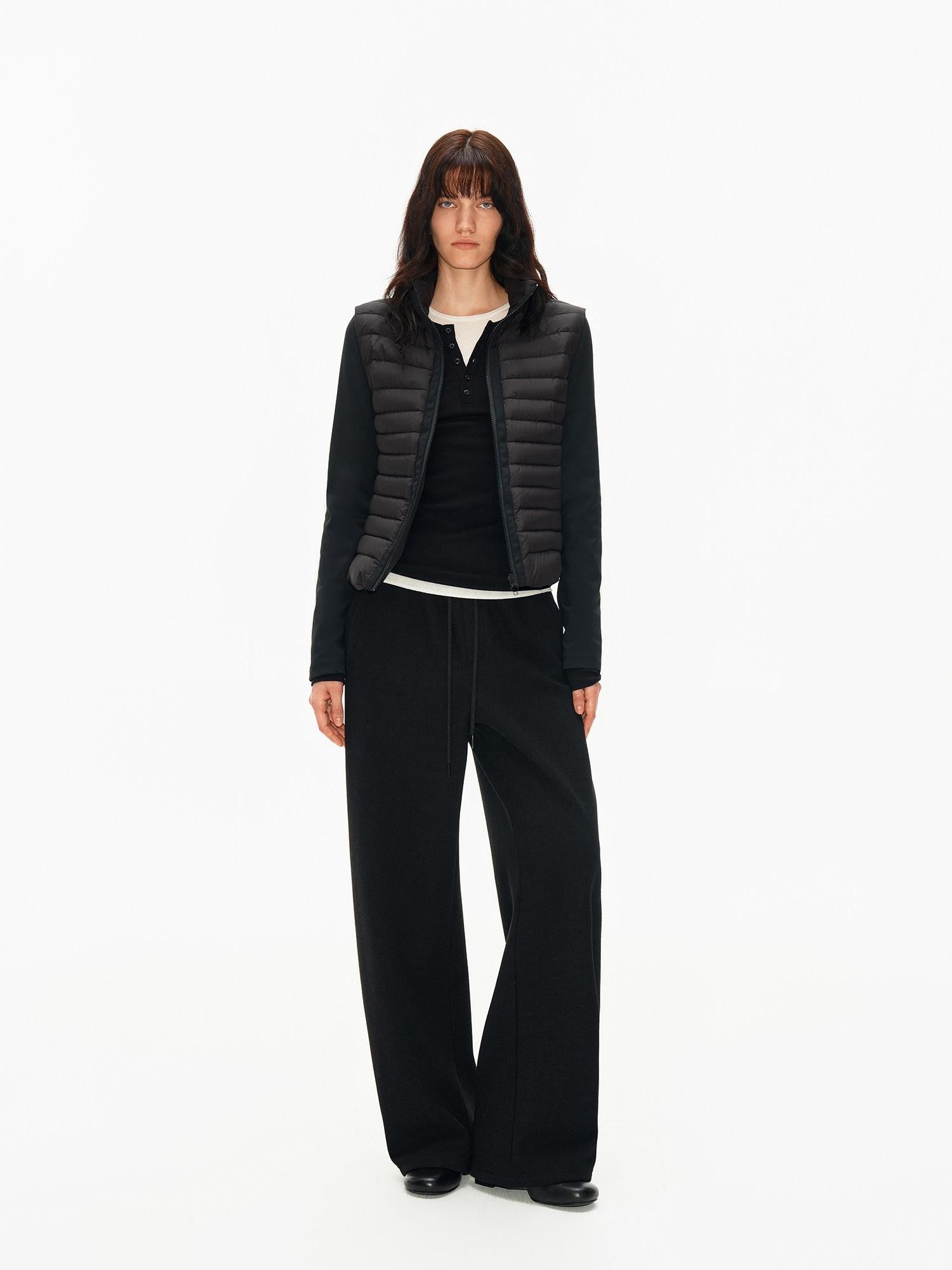 Northbutsouth Ribbed Layered Slim Fit Stand Collar Women&