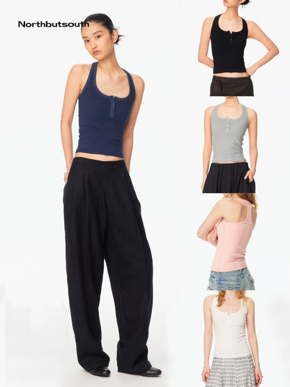 Northbutsouth Ribbed Slim Fit Multi Button Racerback Women&