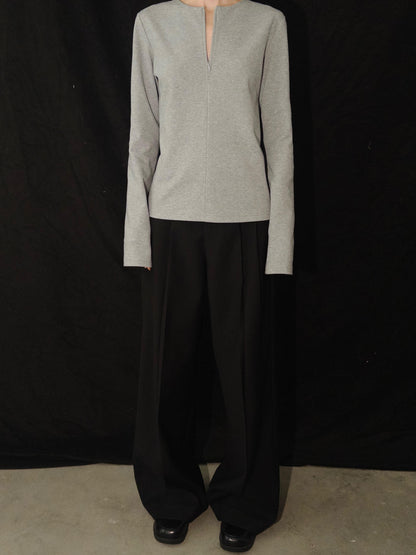 Northbutsouth Round Neck Semi Zip Layering Top