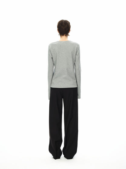 Northbutsouth Round Neck Semi Zip Layering Top