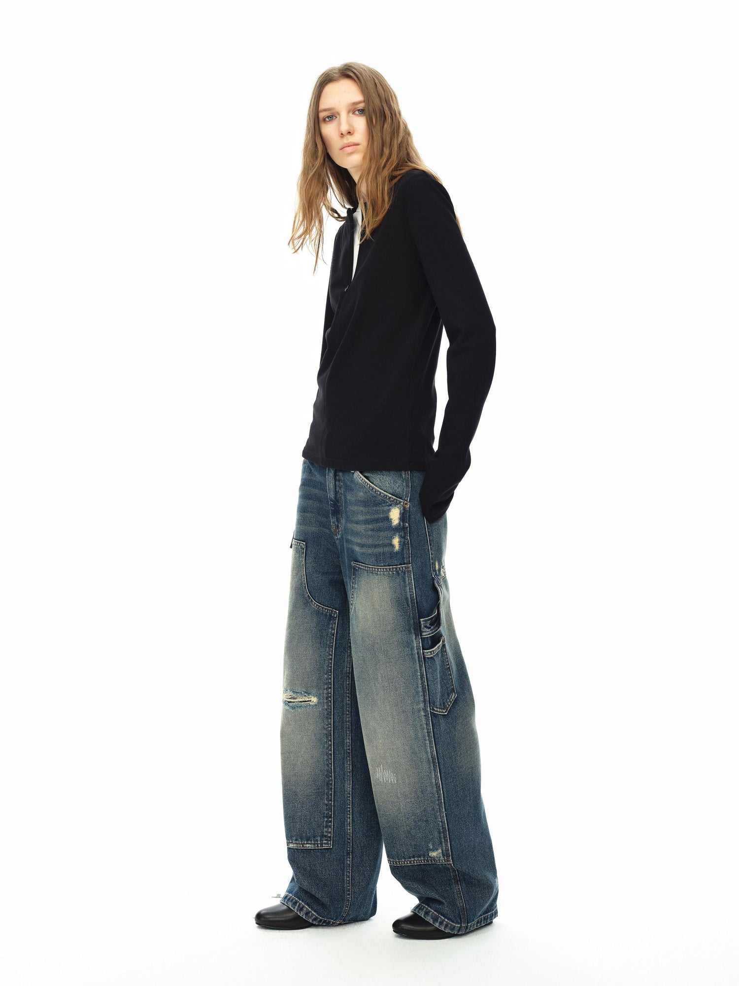 Northbutsouth Round Neck Semi Zip Layering Top