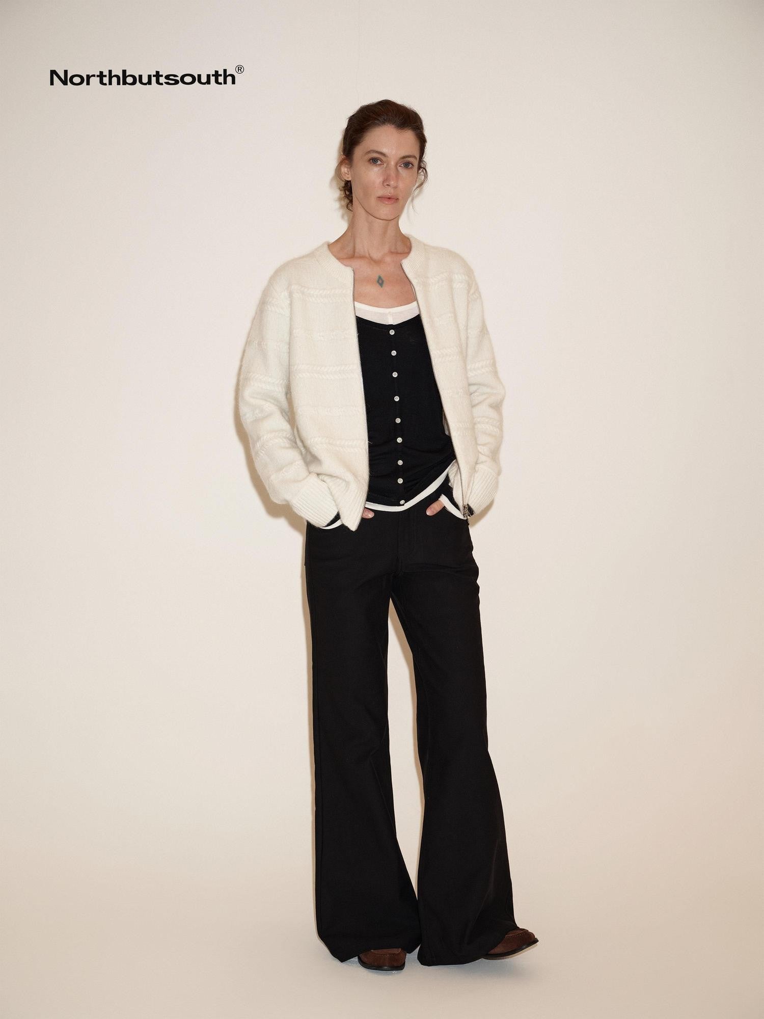 Northbutsouth Sanded Wash Horizontal Rib Low Rise Women&