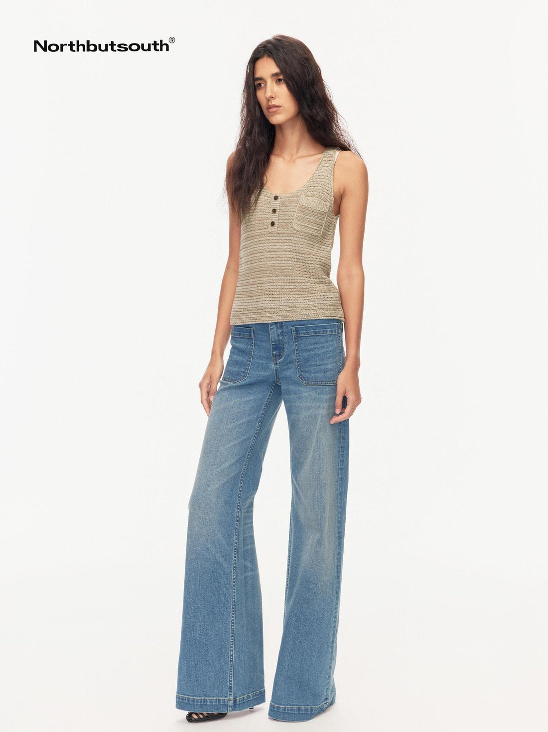 Northbutsouth Seaside Blue Washed Whisker Low Waist Women&