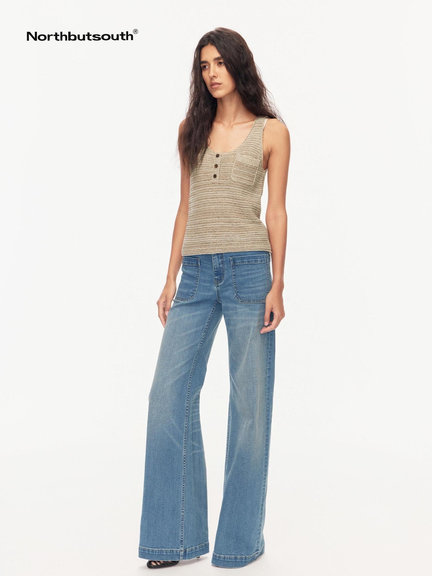 Northbutsouth Seaside Blue Washed Whisker Low Waist Women&