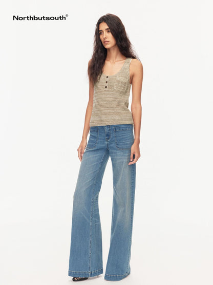 Northbutsouth Seaside Blue Washed Whisker Low Waist Women&