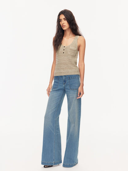 Northbutsouth Seaside Blue Washed Whisker Low Waist Women&