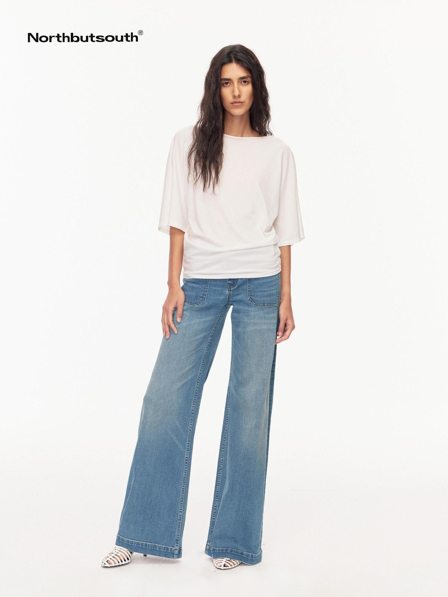 Northbutsouth Seaside Blue Washed Whisker Low Waist Women&