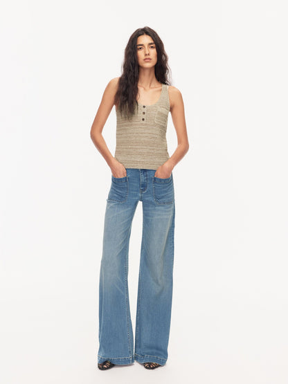 Northbutsouth Seaside Blue Washed Whisker Low Waist Women&