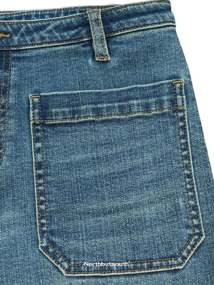 Northbutsouth Seaside Blue Washed Whisker Low Waist Women&