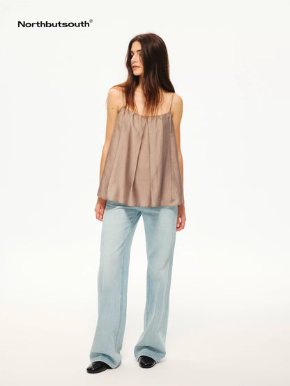 Northbutsouth Sheer Textured Adjustable Side Coverage Pleated Women&