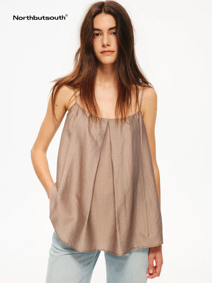 Northbutsouth Sheer Textured Adjustable Side Coverage Pleated Women&