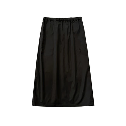 Northbutsouth_Shiny_A_Line_Back_Slit_Elastic_Waist_Women&