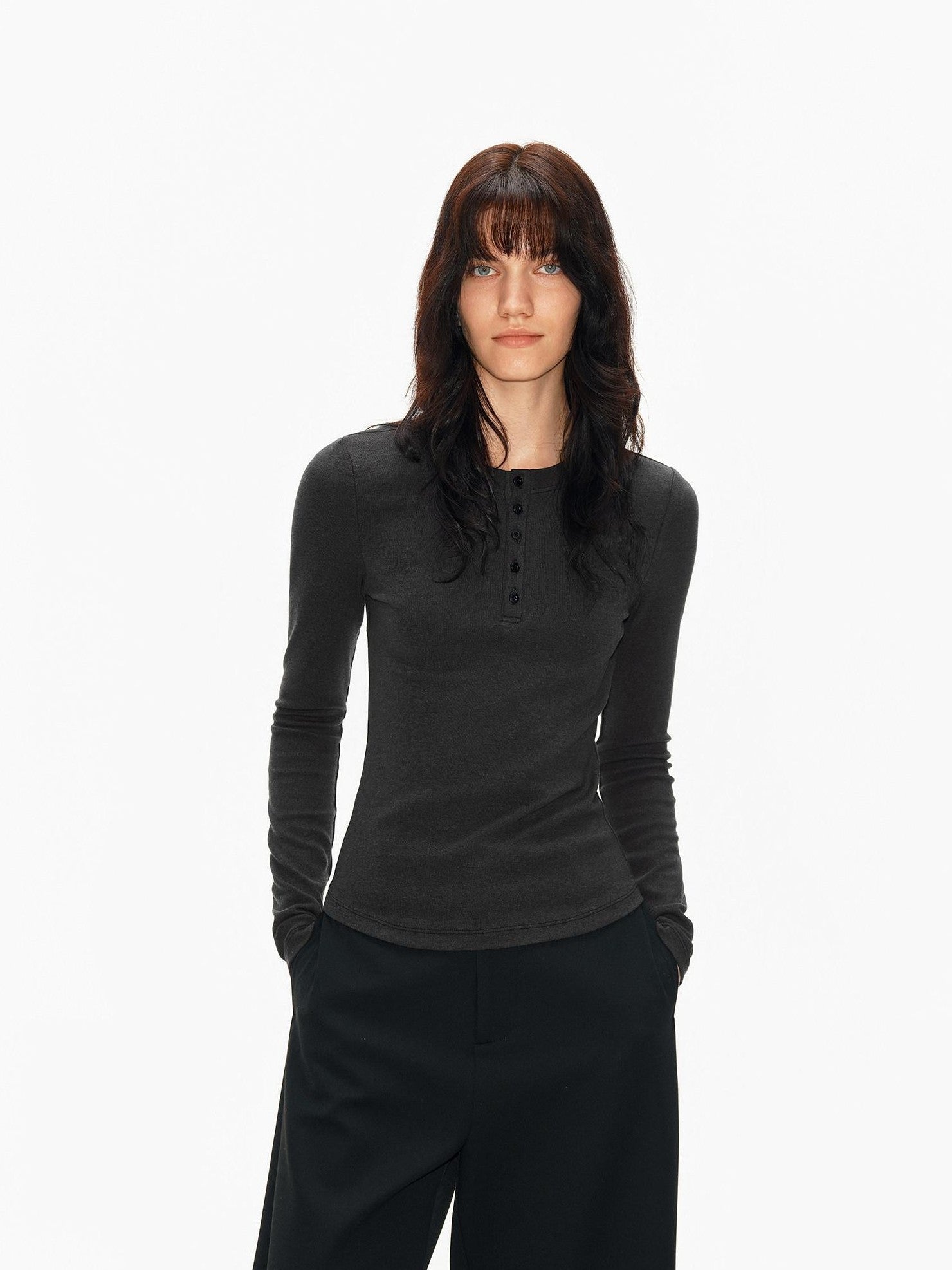 Northbutsouth Slim Fit High Stretch Henley Multi Button Women&
