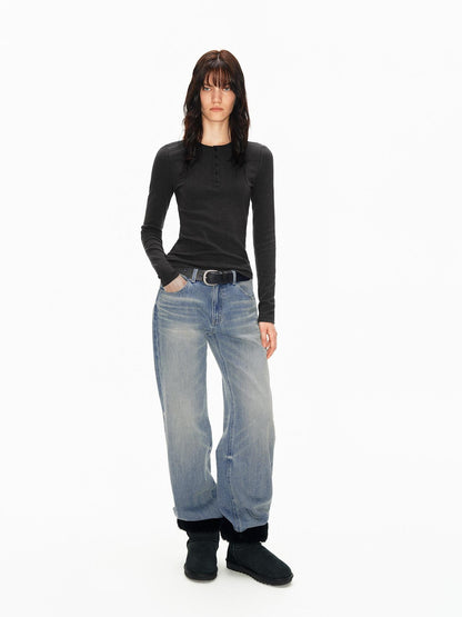 Northbutsouth Slim Fit High Stretch Henley Multi Button Women&