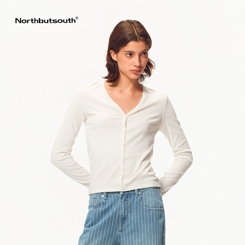 Northbutsouth_Slim_Fit_V-neck_Long_Sleeve_Button-up_Cardigans_1080864666660_MISSTT