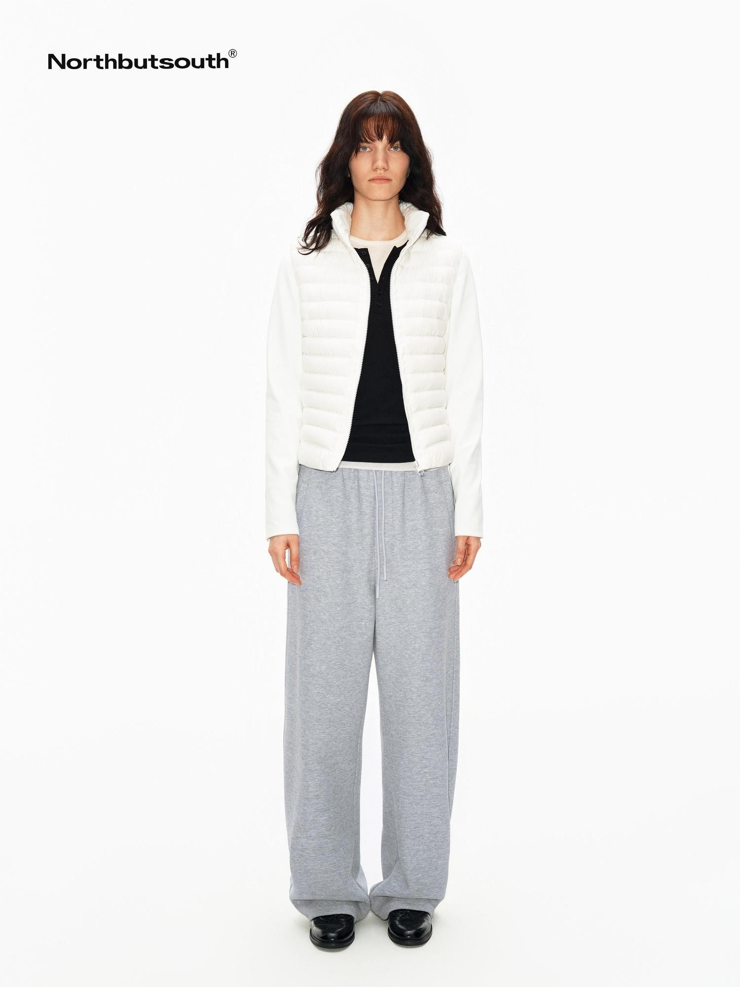 Northbutsouth Slub Texture Adjustable Waist Curved Cut Women&