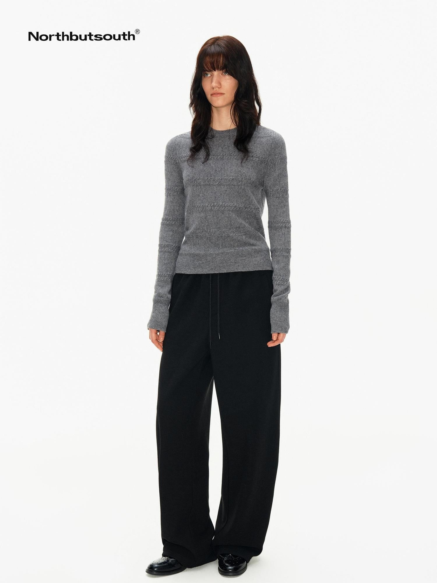 Northbutsouth Slub Texture Adjustable Waist Curved Cut Women&